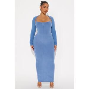 No Rush Sweater Maxi Dress - Dusty Blue - DustyBlue - Size 3X